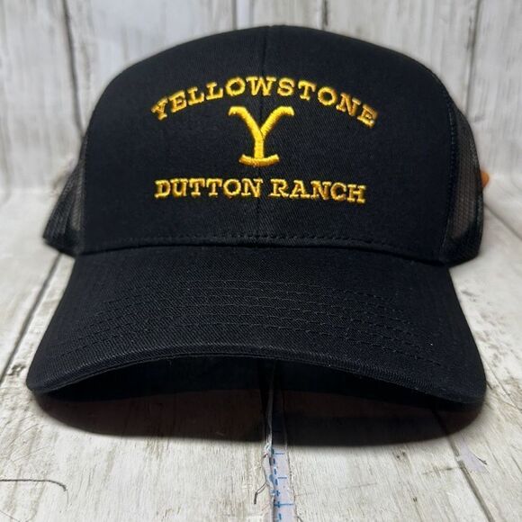 Yellowstone Dutton Ranch Black Trucker Hat Dad Cap Mesh NEW - Picture 1 of 7
